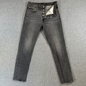 Levi's Jeans Womens 27 501 Skinny Faded Black Stretch Button Fly Denim